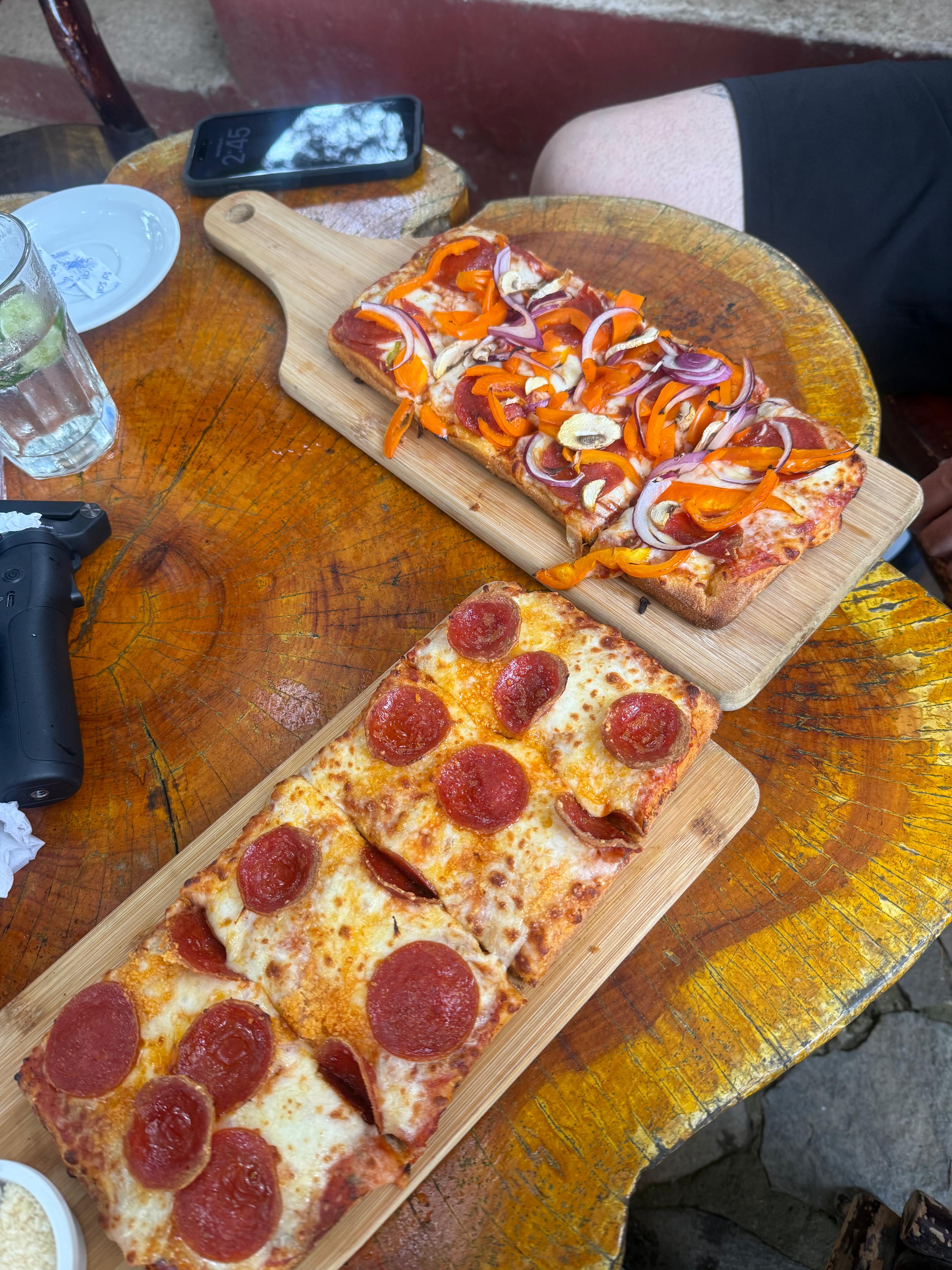 Pizza at Café Albania — fresh ingredients