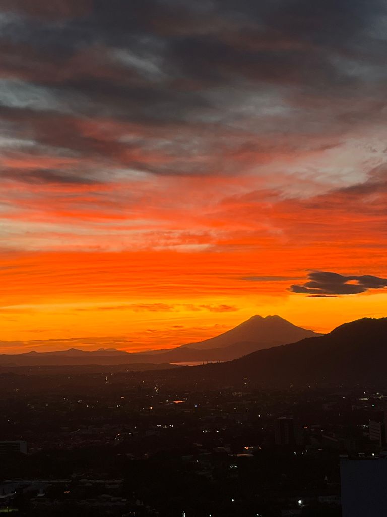 El Salvador Sunset over Volcanoes